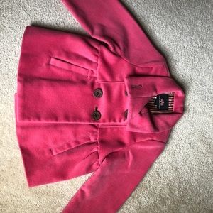 Brand New! Girls Pea Coat-Raspberry Color. Size 4. Wrap Your Angel Up In Style!!